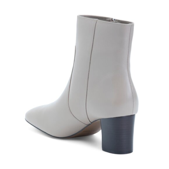 JOHNSTON AND MURPHY Beige Made In Brazil Leather Eleanor Side Zip Booties - Picture 2 of 2